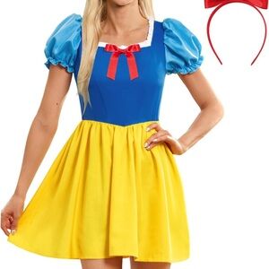 Charming Halloween Princess Dress - Blue, Yellow, Red